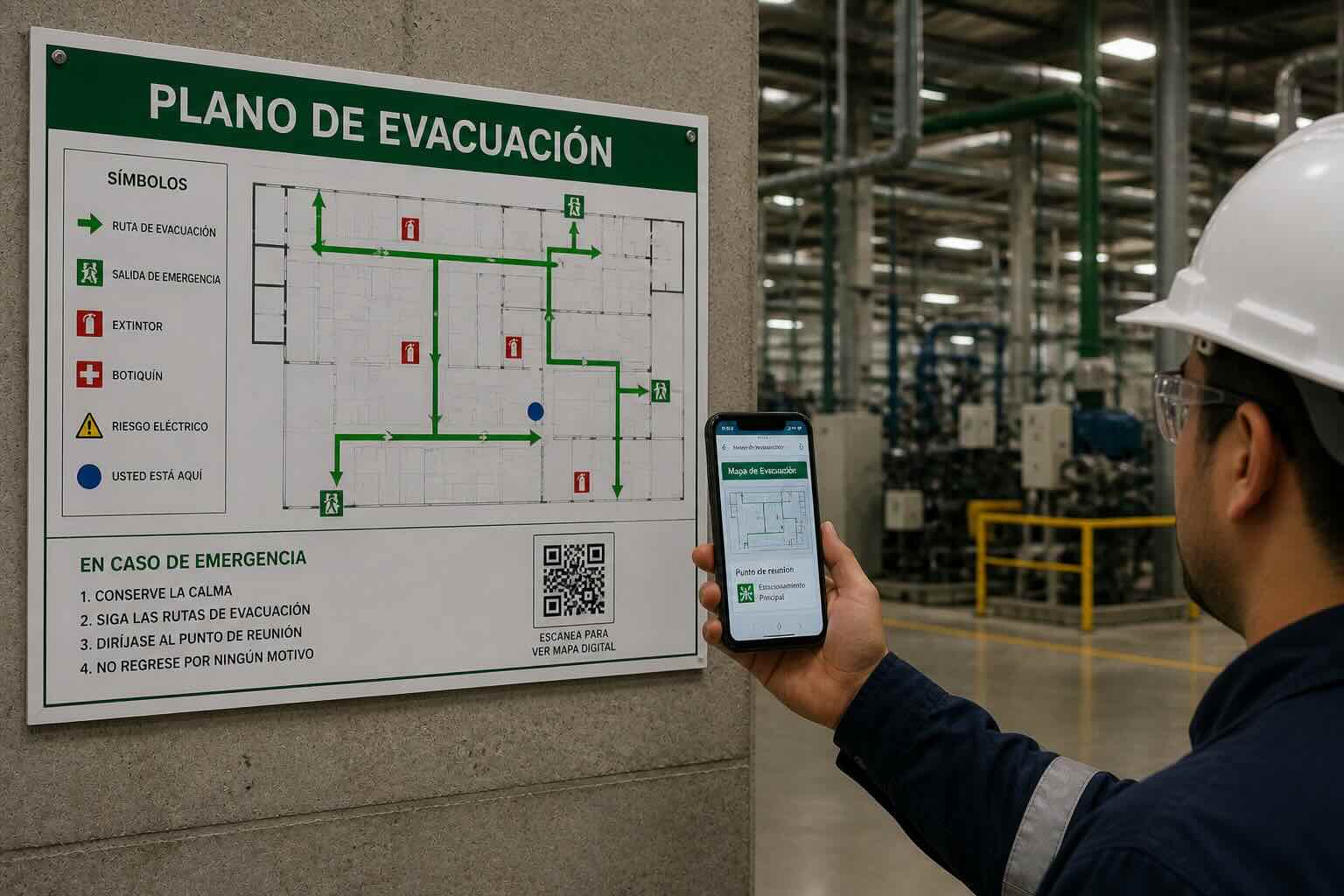 QR en mapas de evacuación